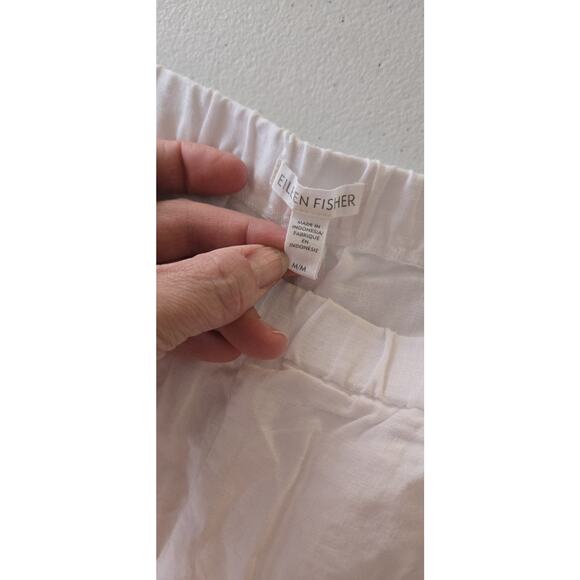 EILEEN FISHER White Organic Linen Cotton Blend Wide Leg Pants M/M - Picture 7 of 7